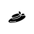 Ladies or Women`s hat vector icon. Fashion Boater hat sign. Elegant hat symbol. Summer Beach hat simple logo black